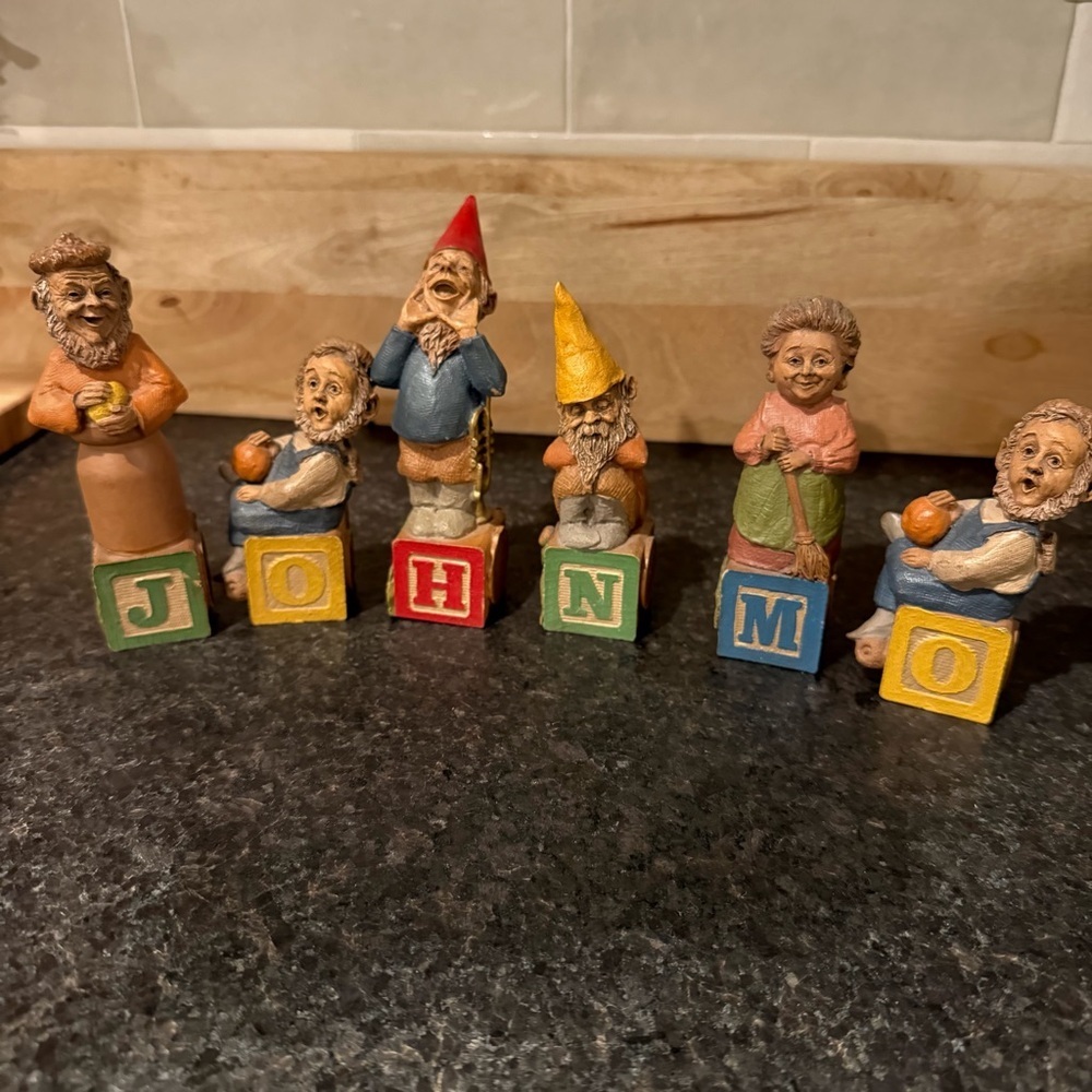 Vintage Tom Clark Alphabet Block Gnomes Letters JOHNOM Set Of 6 EUC